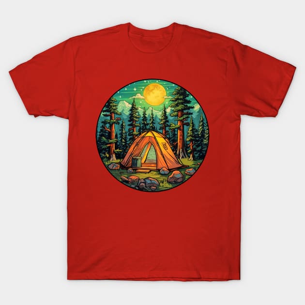 Tent Camping T-Shirt by Digital Perception
